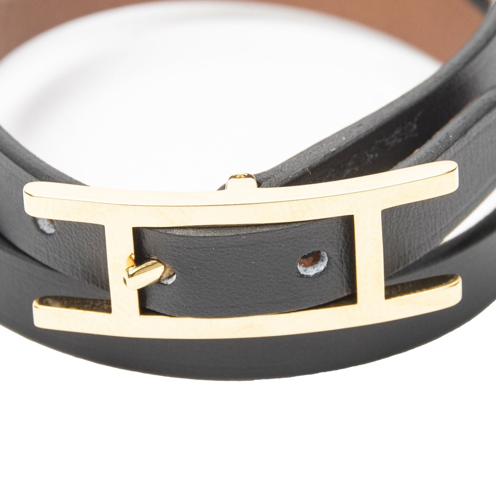Hermes Behapi Double Tour Bracelet Black Swift Leather — view 3