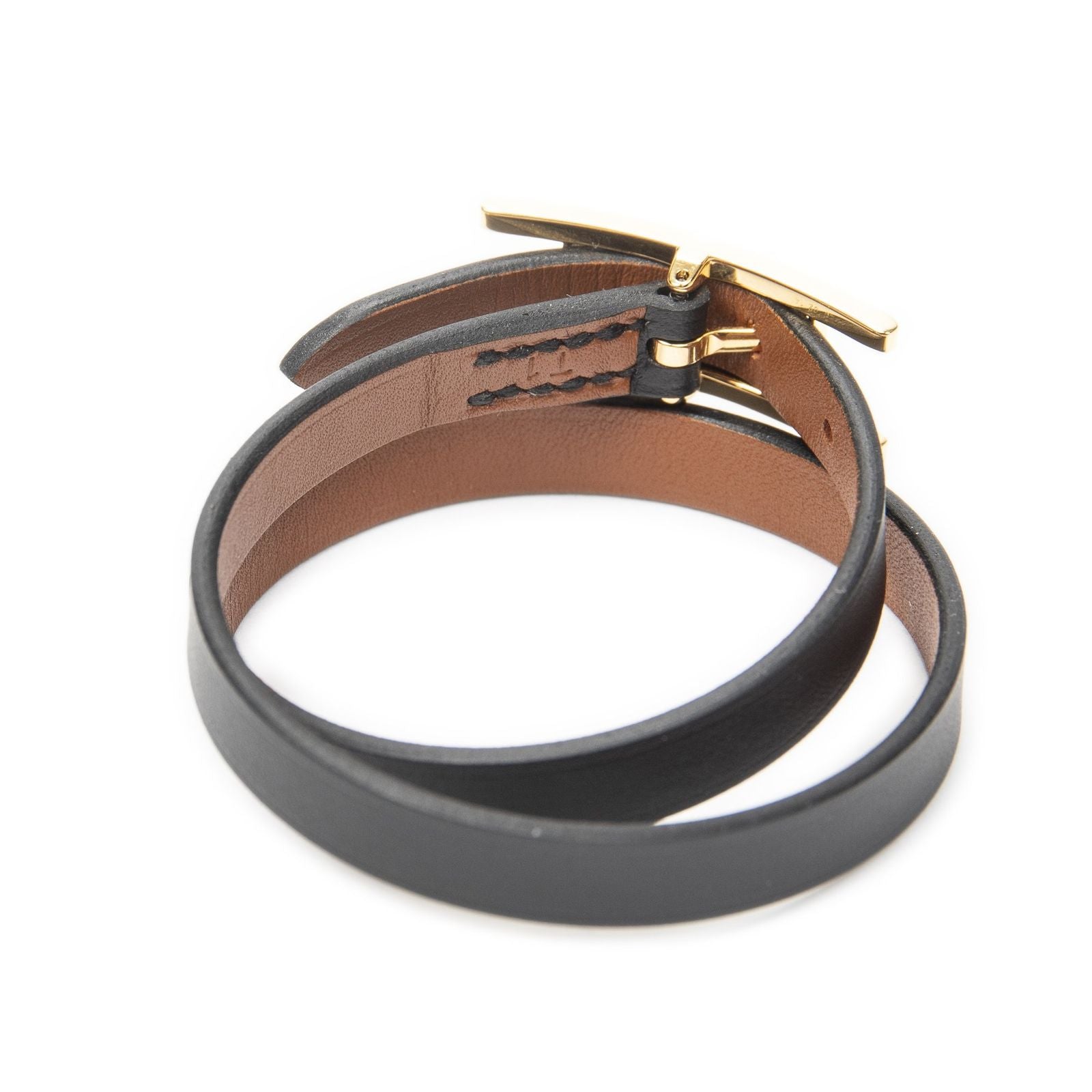 Hermes Behapi Double Tour Bracelet Black Swift Leather — view 2