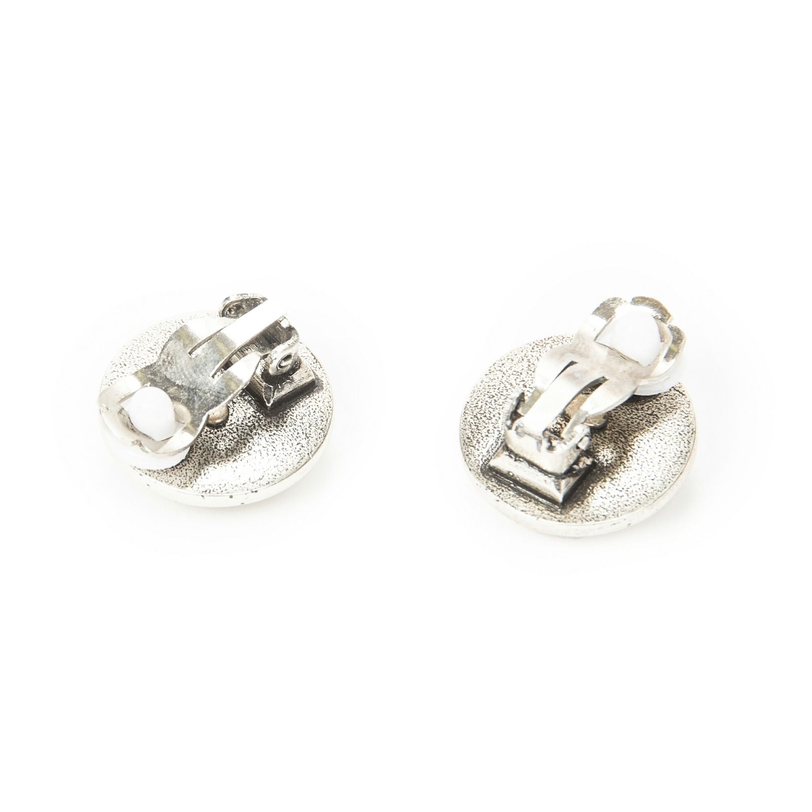 Chanel CC Logo Round Clip Type Earrings Silver Plated — view 2