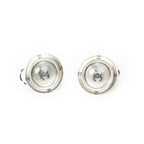 Chanel CC Logo Round Clip Type Earrings Silver Plated