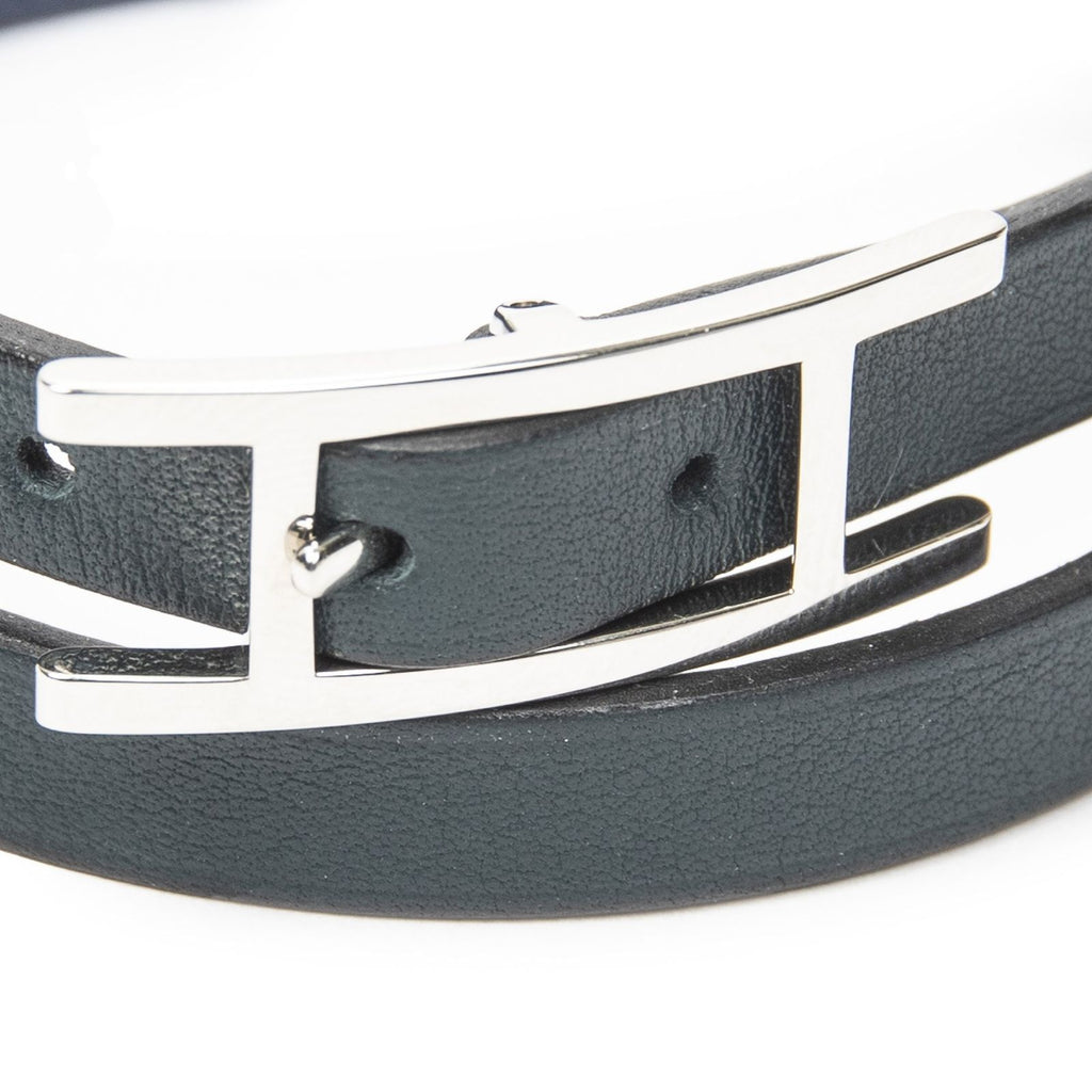 Hermes Behapi Double Tour Bracelet Dark Green Swift Leather — view 3