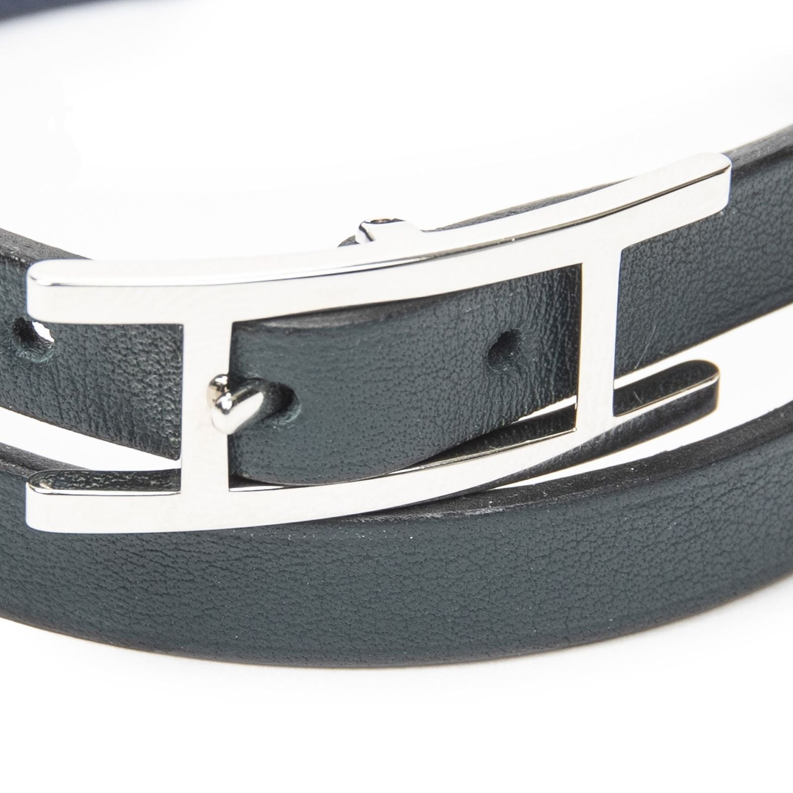 Hermes Behapi Double Tour Bracelet Dark Green Swift Leather — view 3