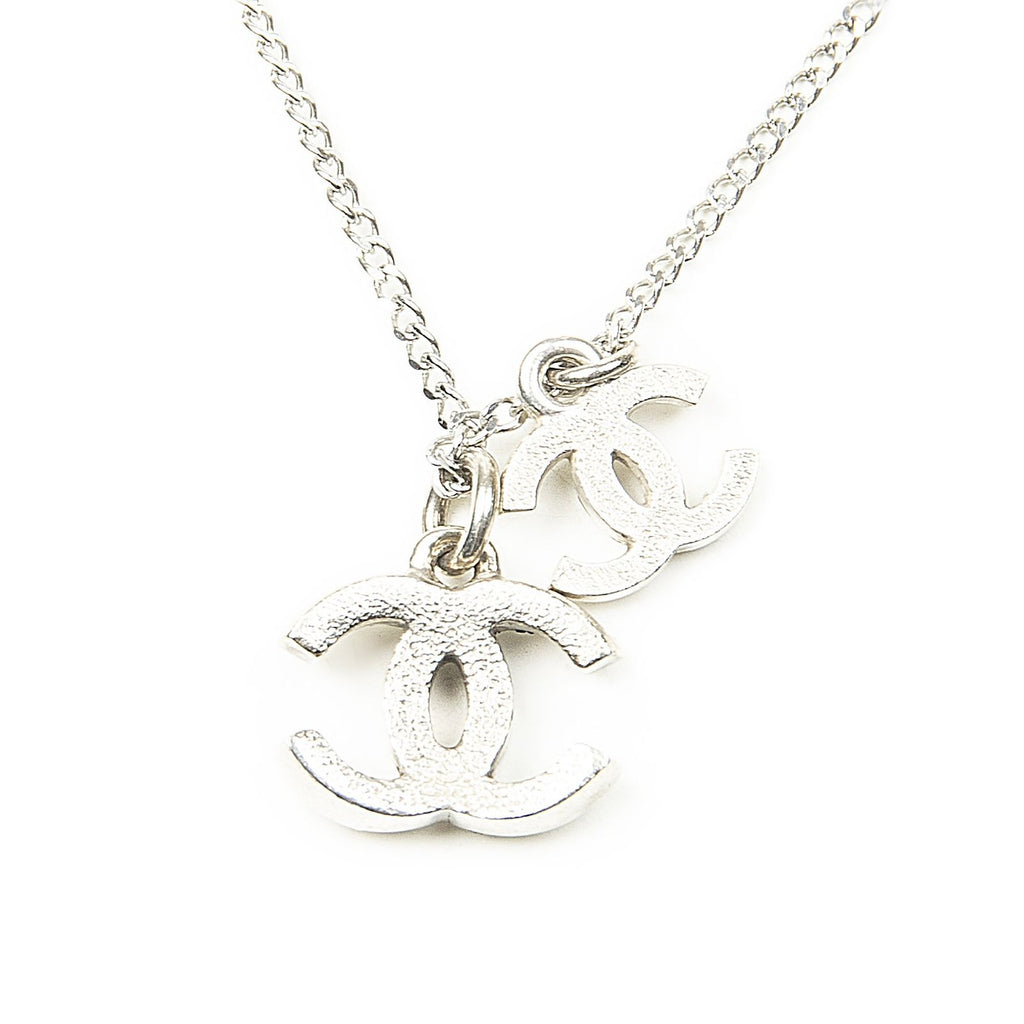 Chanel Double CC Rhinestone Pendant Silver Plated — view 4