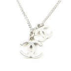 Chanel Double CC Rhinestone Pendant Silver Plated — view 4