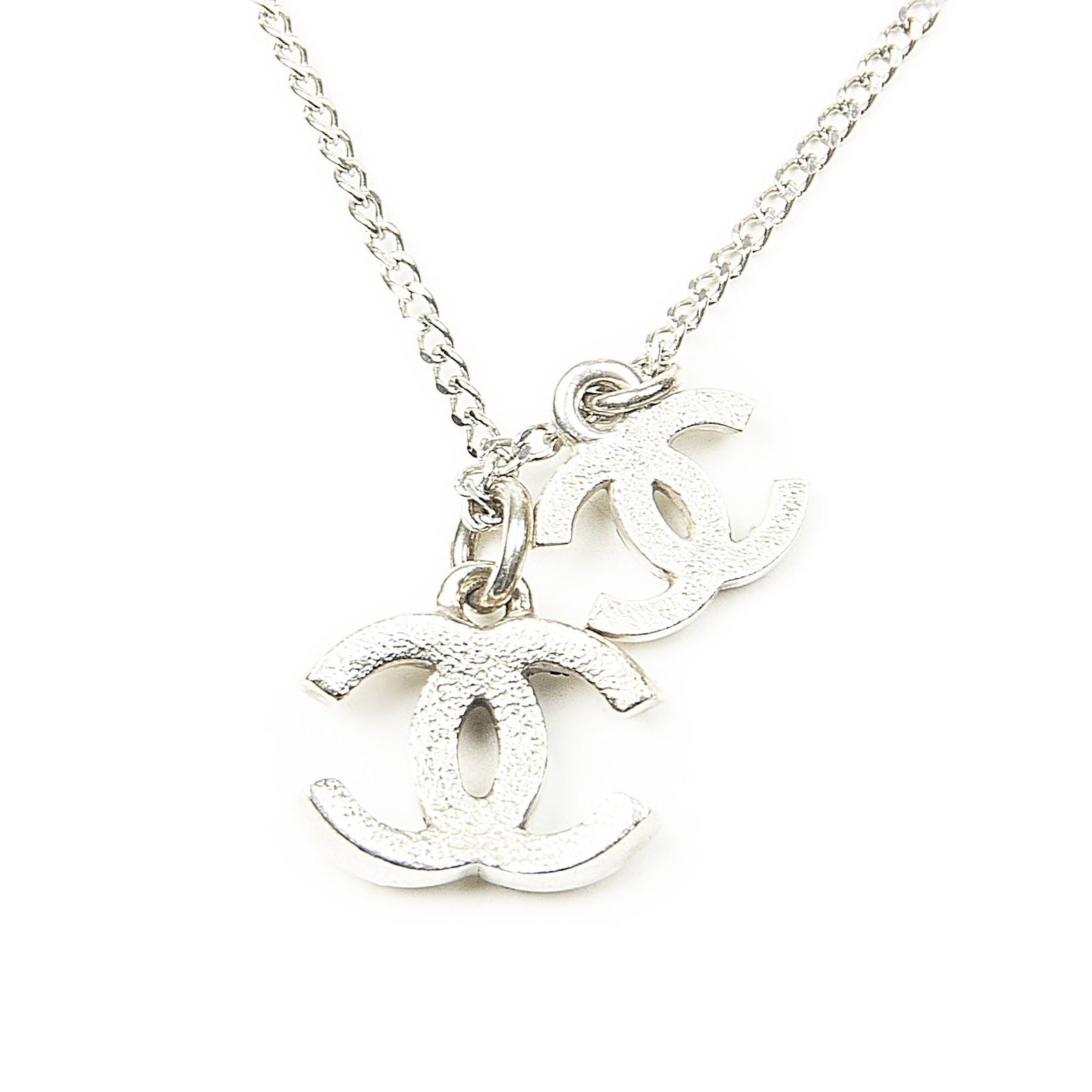 Chanel Double CC Rhinestone Pendant Silver Plated — view 4