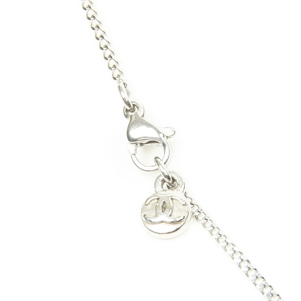 Chanel Double CC Rhinestone Pendant Silver Plated — view 3