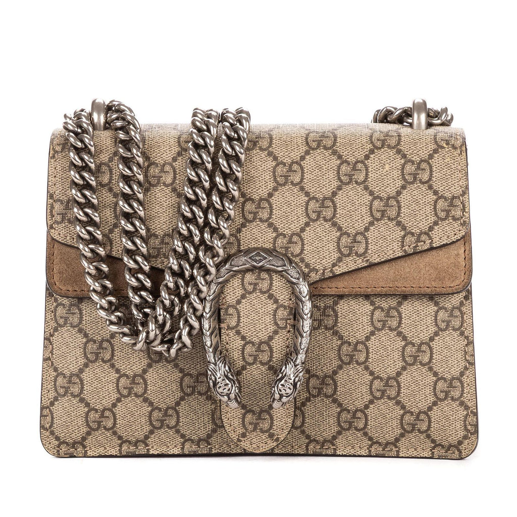 Gucci Small Dionysus Chain Crossbody Brown Beige Supreme Canvas
