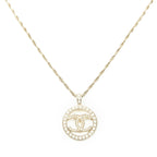 Chanel CC Faux Pearl Round Pendant Gold Plated