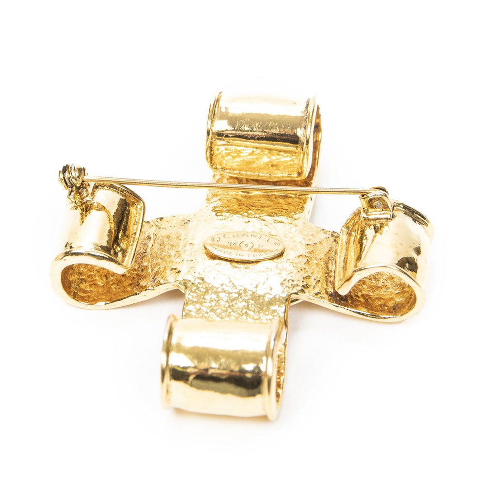 Chanel CC Cross Brooch Gold Plated — view 2