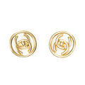 Chanel CC Logo Round Clip Type Earrings Gold Plated