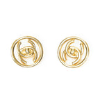 Chanel CC Logo Round Clip Type Earrings Gold Plated