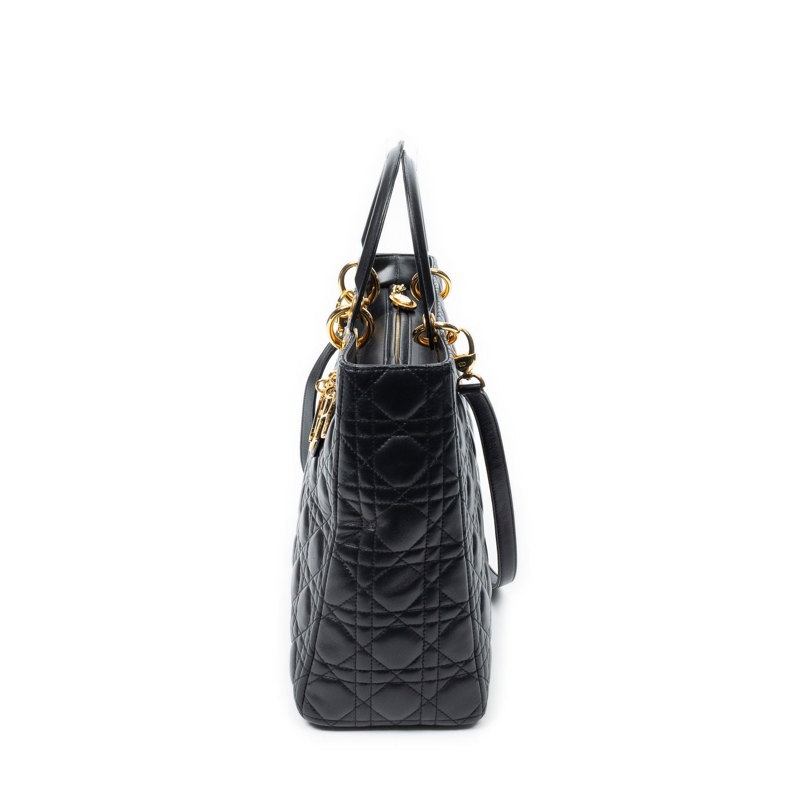 Dior Large Lady Dior Zip Black Canada Lambskin Leather Handbag — view 3