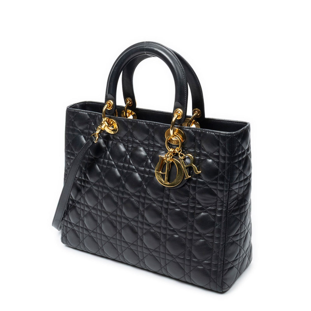 Dior Large Lady Dior Zip Black Canada Lambskin Leather Handbag — view 2