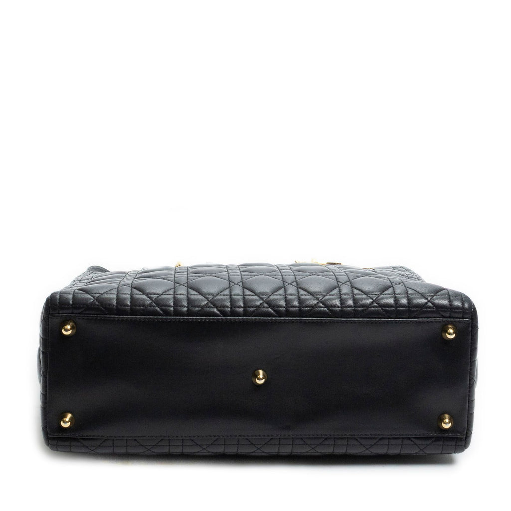 Dior Large Lady Dior Zip Black Canada Lambskin Leather Handbag — view 6