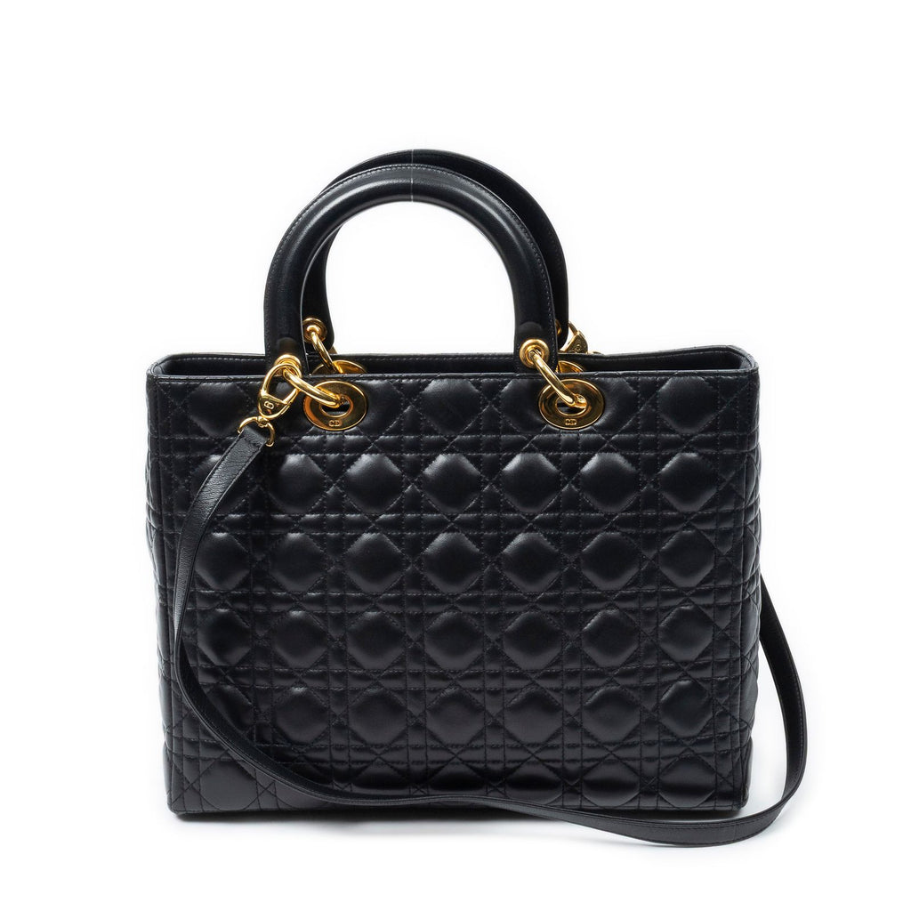 Dior Large Lady Dior Zip Black Canada Lambskin Leather Handbag — view 5