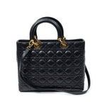 Dior Large Lady Dior Zip Black Canada Lambskin Leather Handbag — view 5