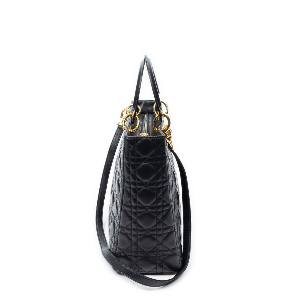 Dior Large Lady Dior Zip Black Canada Lambskin Leather Handbag — view 4
