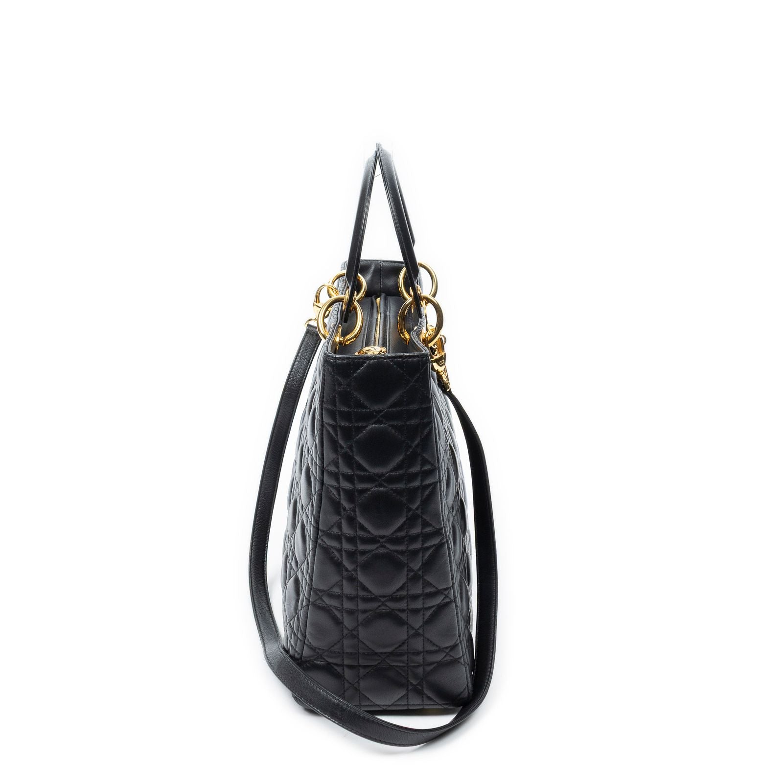 Dior Large Lady Dior Zip Black Canada Lambskin Leather Handbag — view 4