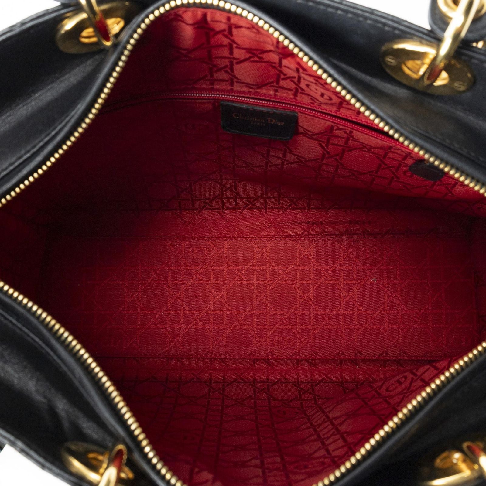 Dior Large Lady Dior Zip Black Canada Lambskin Leather Handbag — view 9