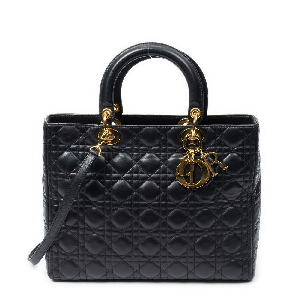 Dior Large Lady Dior Zip Black Canada Lambskin Leather Handbag
