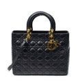 Dior Large Lady Dior Zip Black Canada Lambskin Leather Handbag