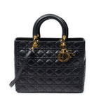 Dior Large Lady Dior Zip Black Canada Lambskin Leather Handbag