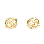 Chanel CC Logo Round Clip Type Earrings Gold Plated — view 2
