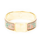 Hermes Loquet Enamel Bangle Gold Pink Green Plated Bracelet — view 2