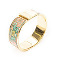 Hermes Loquet Enamel Bangle Gold Pink Green Plated Bracelet