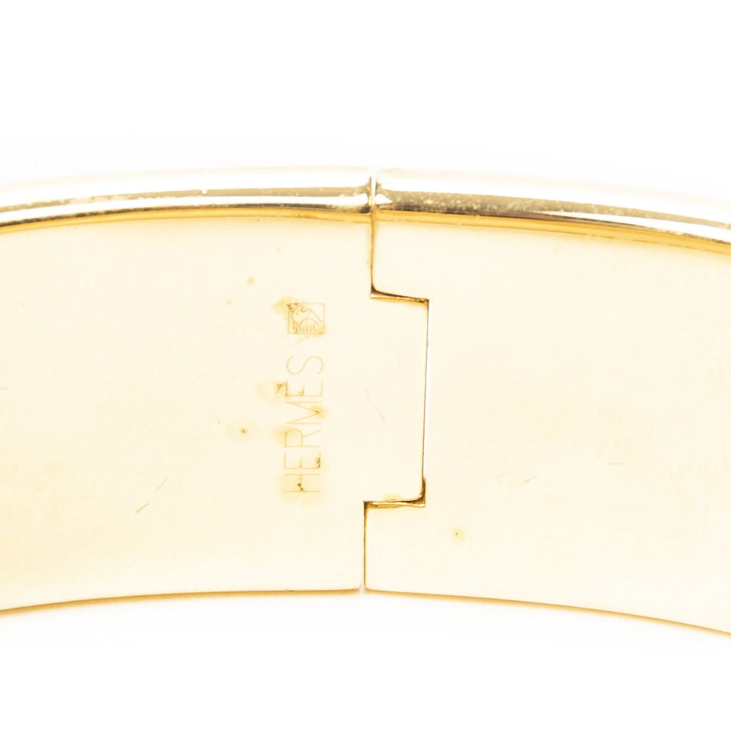 Hermes Loquet Enamel Bangle Gold Pink Green Plated Bracelet — view 4