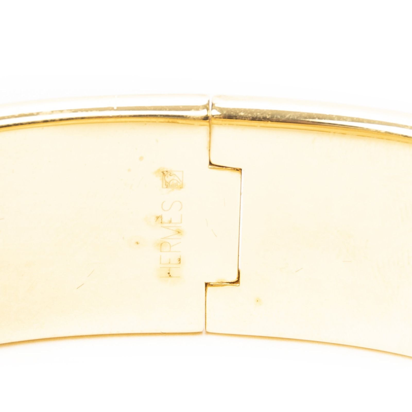 Hermes Loquet Enamel Bangle Gold Pink Green Plated Bracelet — view 4