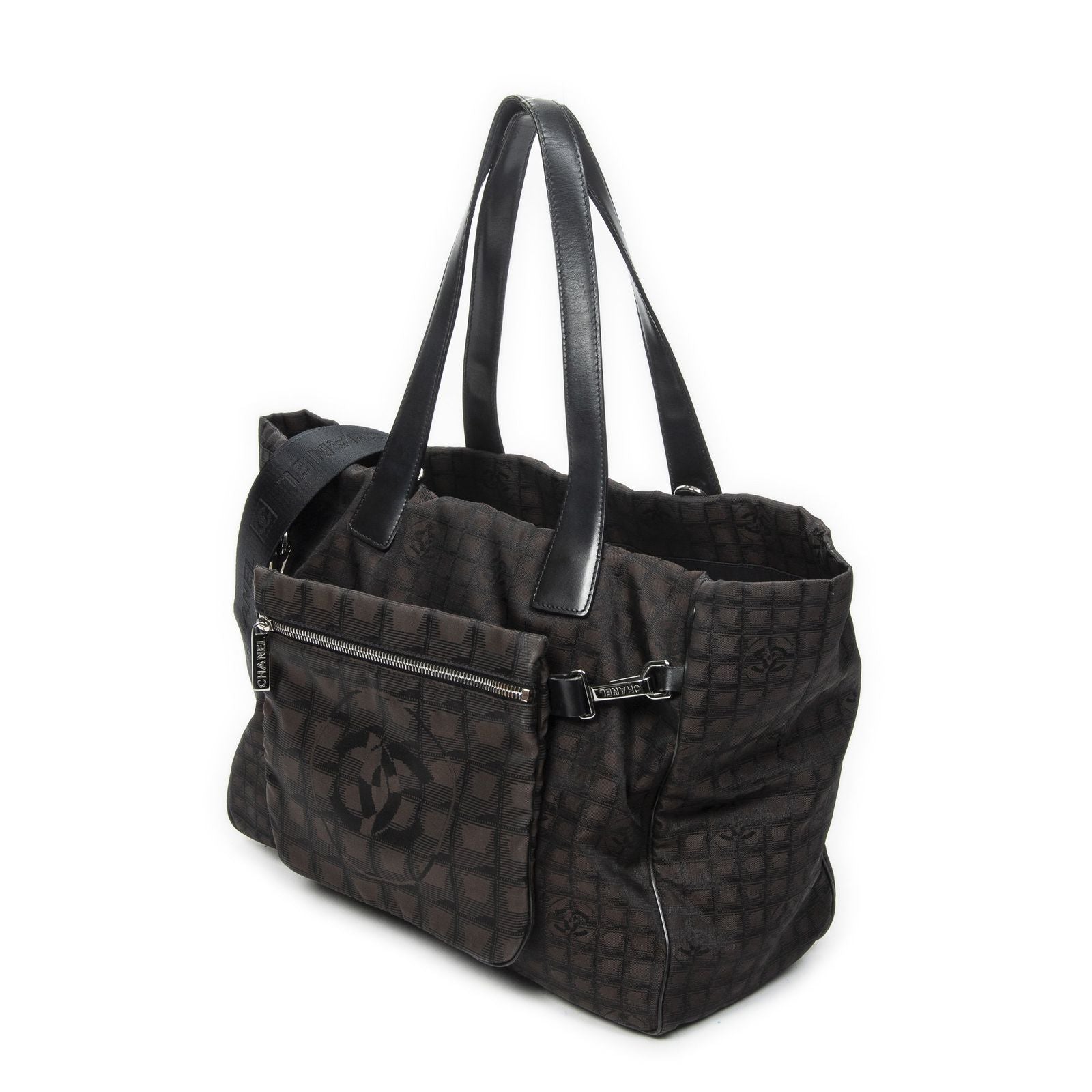 Chanel 2-Way New Travel Line Tote Dark Brown Nylon Canvas — view 2