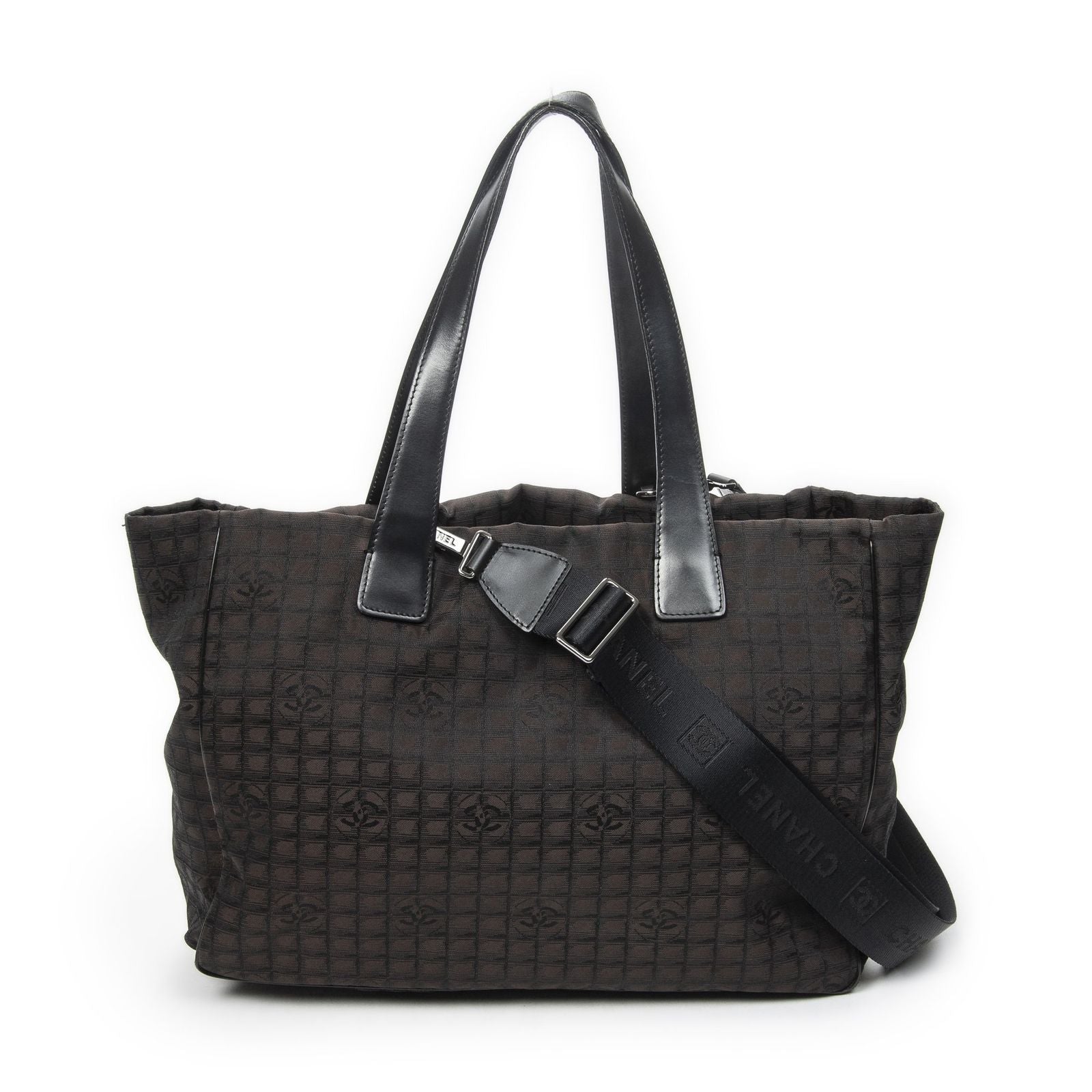 Chanel 2-Way New Travel Line Tote Dark Brown Nylon Canvas — view 5