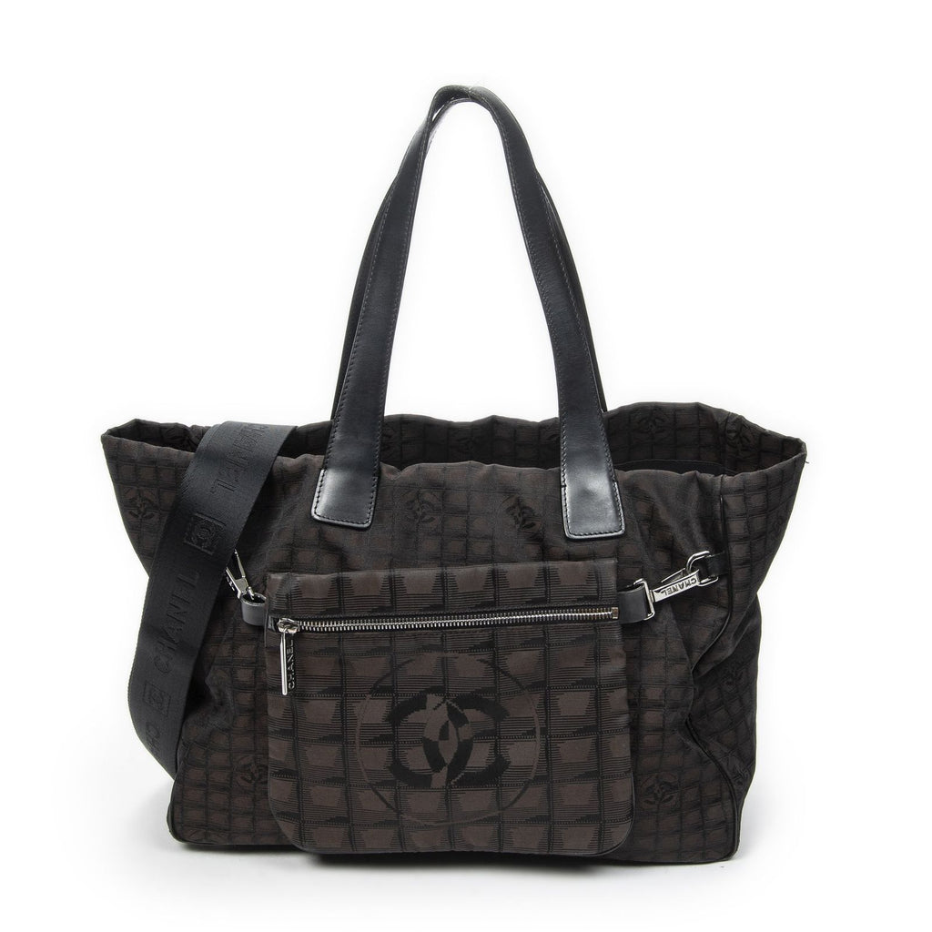 Chanel 2-Way New Travel Line Tote Dark Brown Nylon Canvas