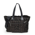 Chanel 2-Way New Travel Line Tote Dark Brown Nylon Canvas