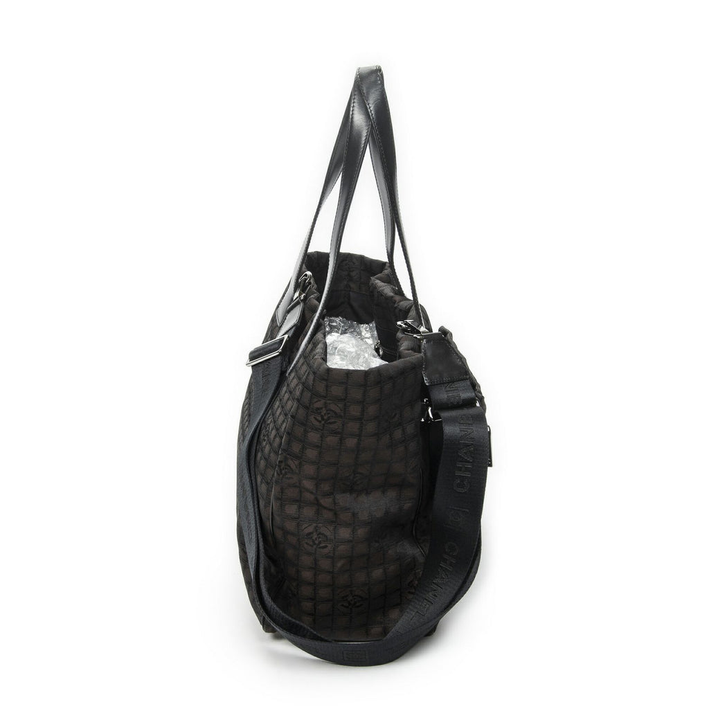 Chanel 2-Way New Travel Line Tote Dark Brown Nylon Canvas — view 4