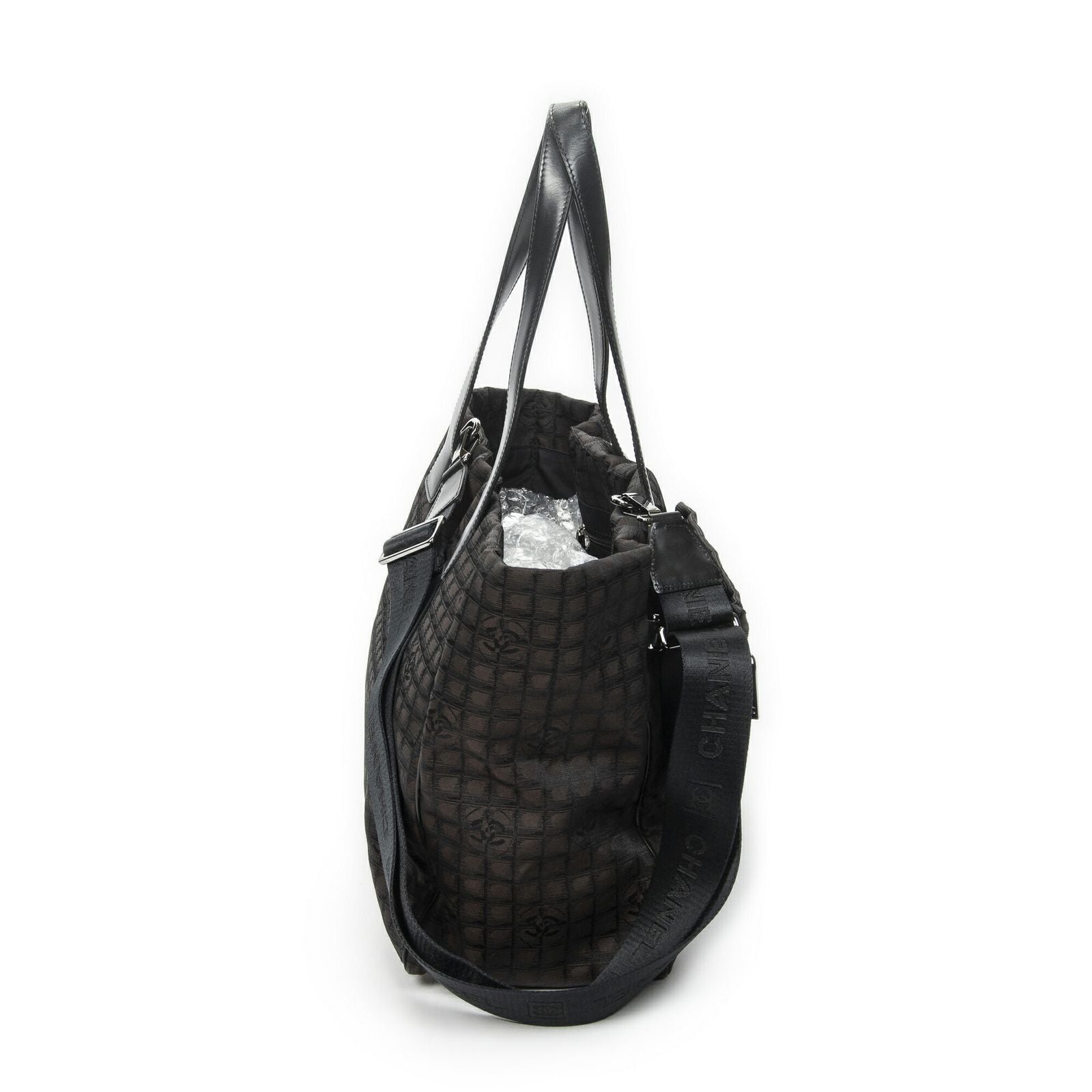 Chanel 2-Way New Travel Line Tote Dark Brown Nylon Canvas — view 4
