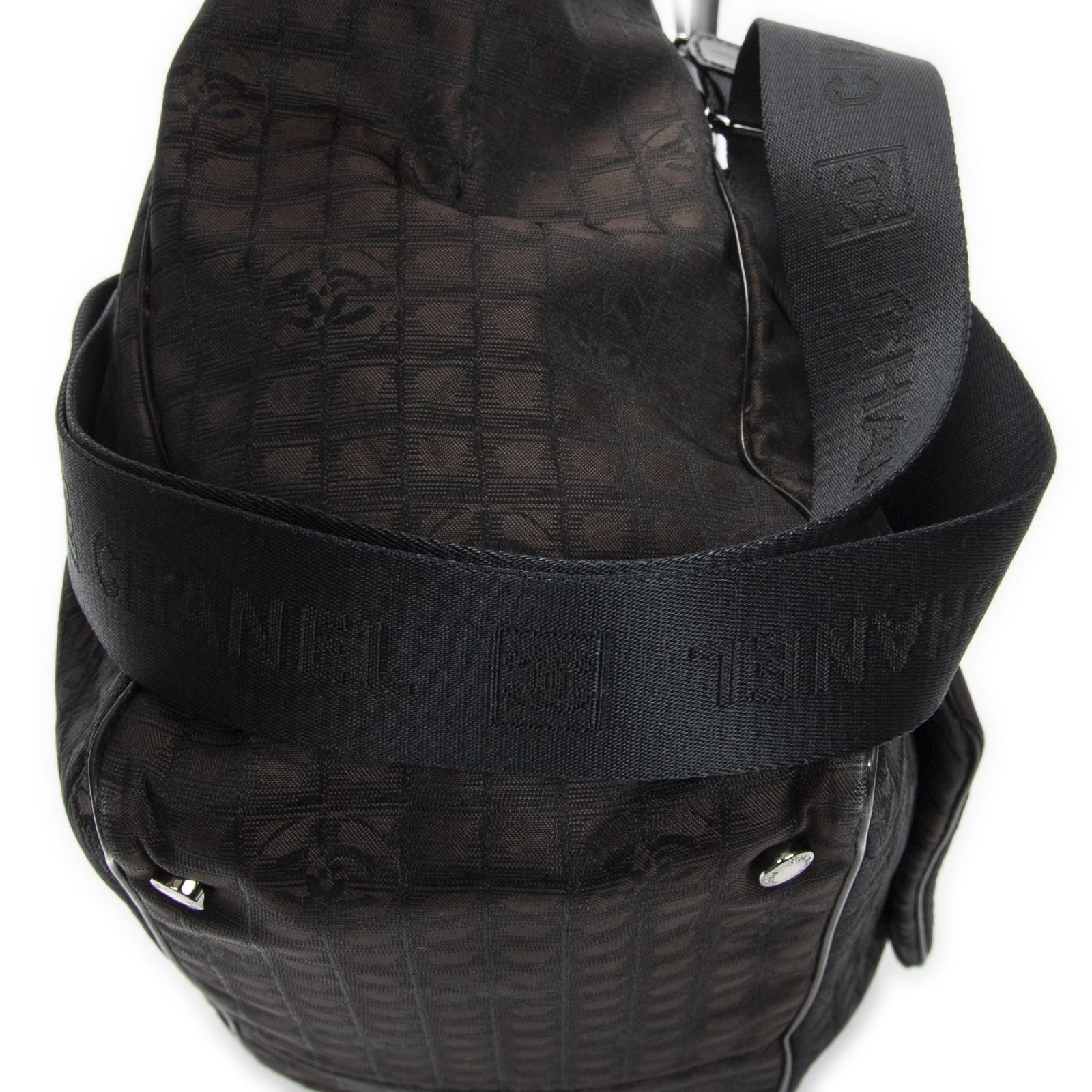 Chanel 2-Way New Travel Line Tote Dark Brown Nylon Canvas — view 8
