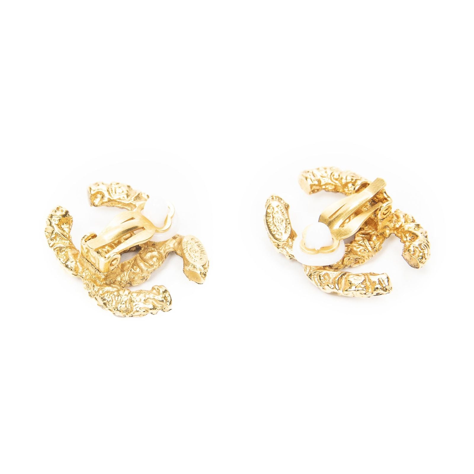 Chanel CC Logo Clip Type Earrings Gold Plated — view 2