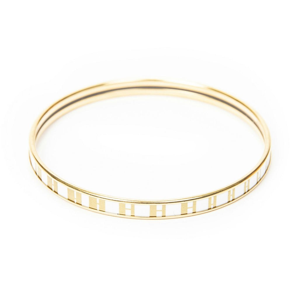 Hermes Uni Bangle Gold White Plated Bracelet — view 2