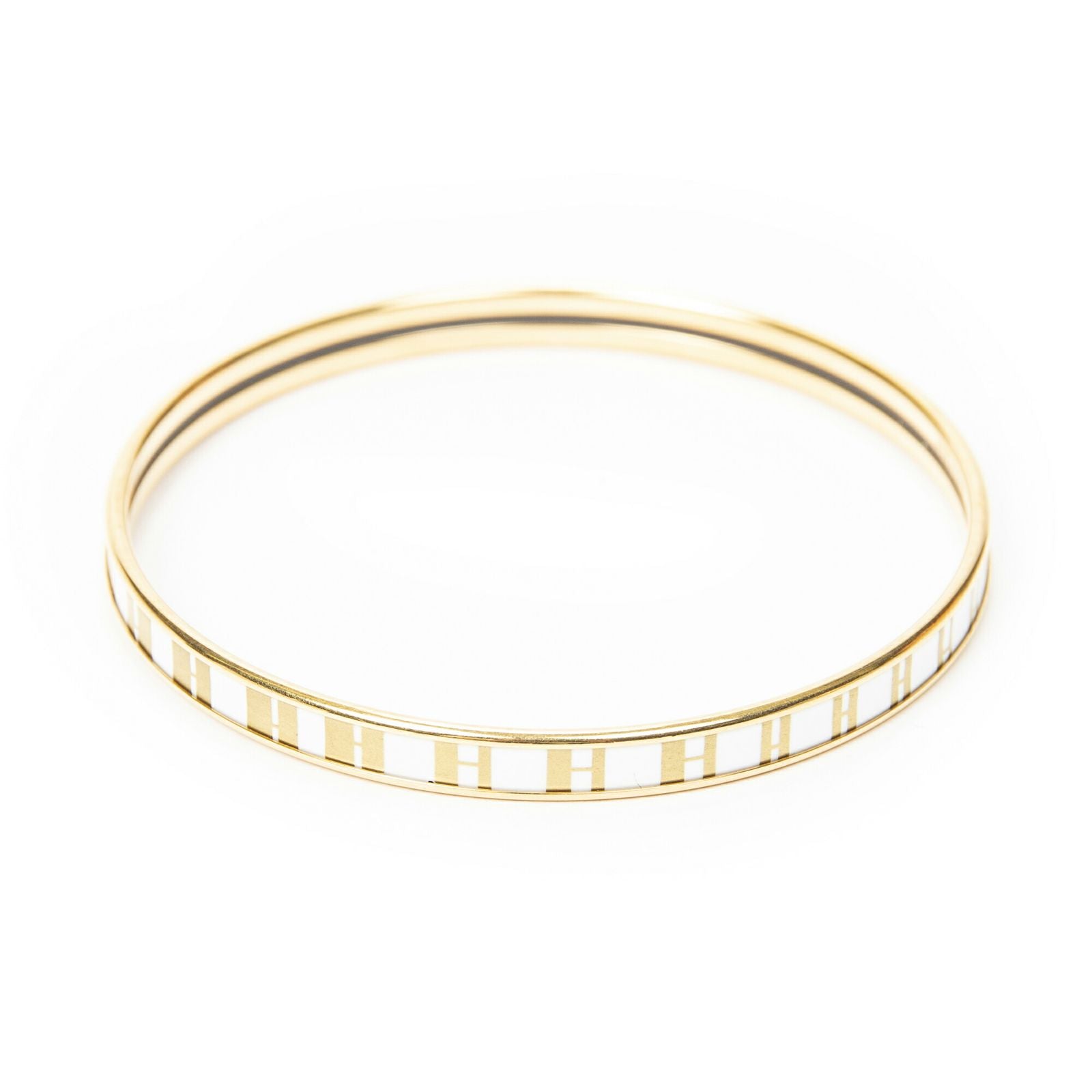 Hermes Uni Bangle Gold White Plated Bracelet — view 2