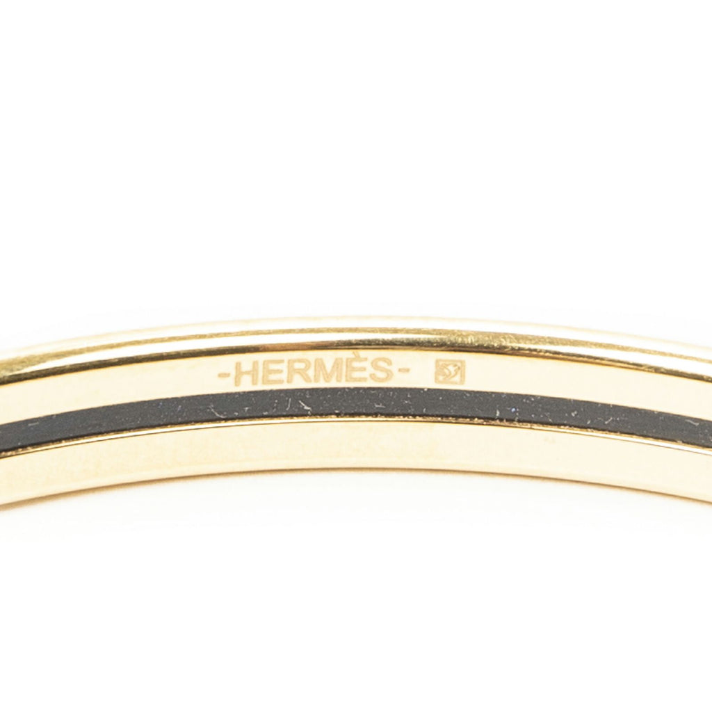 Hermes Uni Bangle Gold White Plated Bracelet — view 4