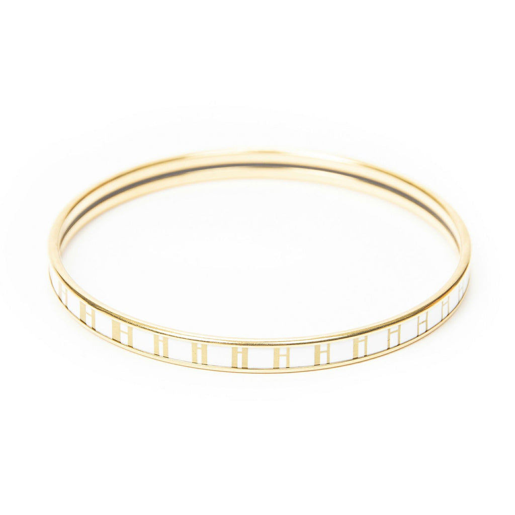 Hermes Uni Bangle Gold White Plated Bracelet — view 3