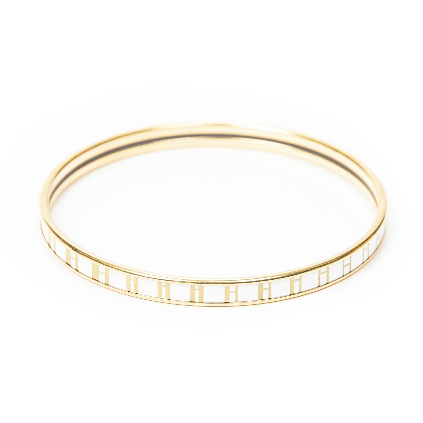 Hermes Uni Bangle Gold White Plated Bracelet — view 3