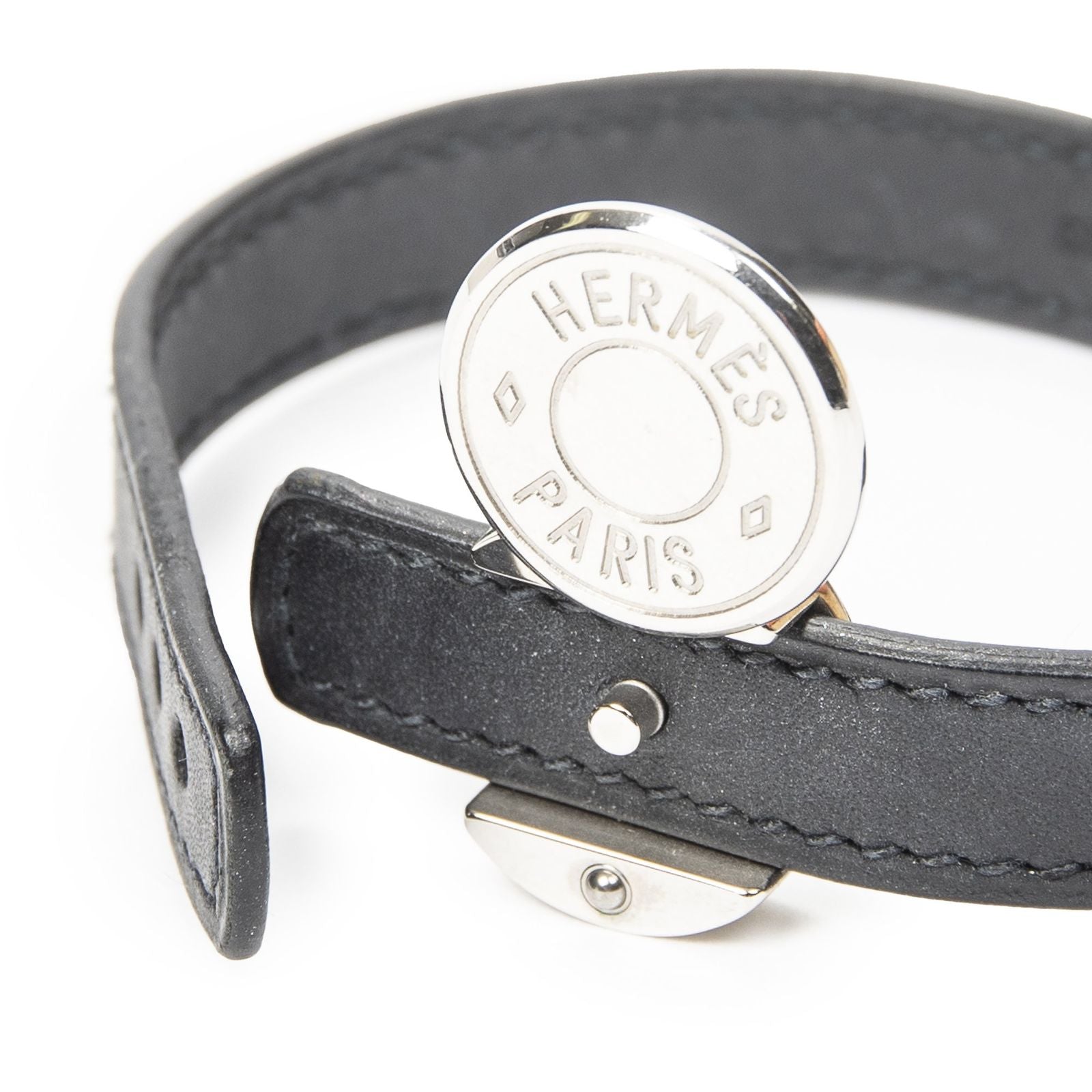 Hermes Clou de Selle Bracelet Black Swift Leather — view 3