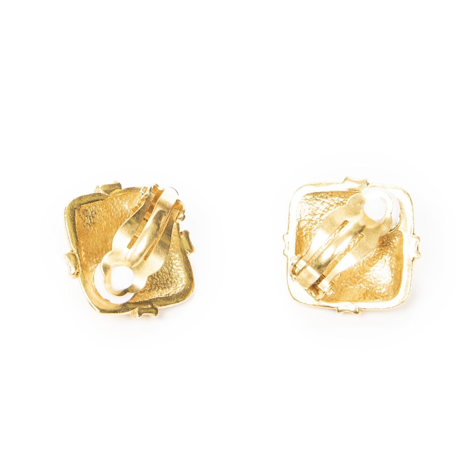 Chanel CC Diamond Clip on Earrings Gold Plated — view 2
