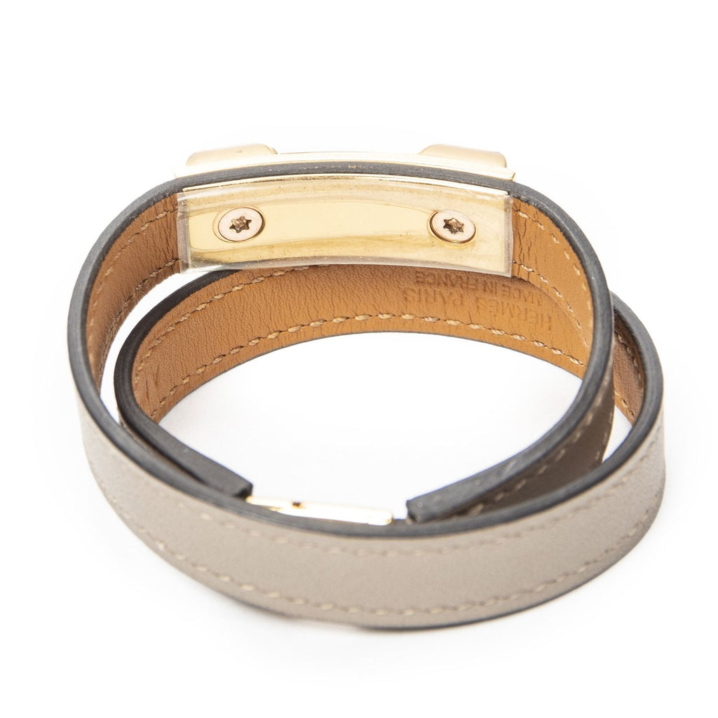 Hermes Rivale Double Tour Bracelet Gray Swift Leather — view 2