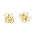Chanel CC Clover Dangle Clip on Earrings Gold Plated