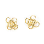 Chanel CC Clover Dangle Clip on Earrings Gold Plated