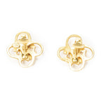 Chanel CC Clover Dangle Clip on Earrings Gold Plated — view 3